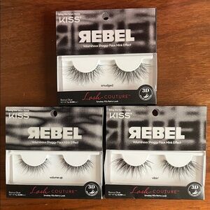 NWT Kiss Rebel Lash Couture Faux Mink Lashes - Smoky Black pack of 3